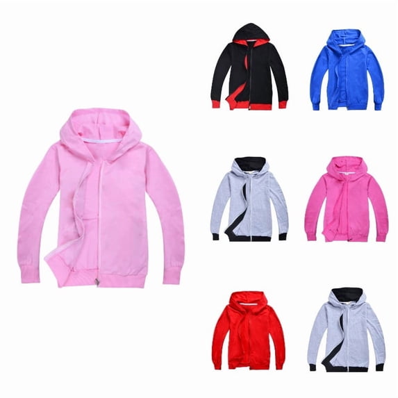XEGLSBU Kids Zip-Up Hoodies Long Sleeve Comfortable Casual Jacket with Hood Fall Winter Outerwear Coats for Boys and Girls Pink Size 5-6 Years