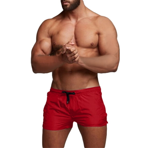 XEGLSBU Mens Swim Trunks 7 Inch Inseam with Liner Men Fashion Zipper Solid Color Beach Work Casual Men Short Trouser Shorts Pants Red Size M