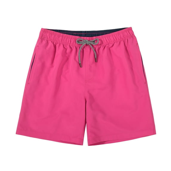 XEGLSBU Mens Swim Trunks 9 Inch with Compression Liner Men's Swim Trunks with Mesh Beach Shorts Bathing Suit Swimwear Pink Size XL