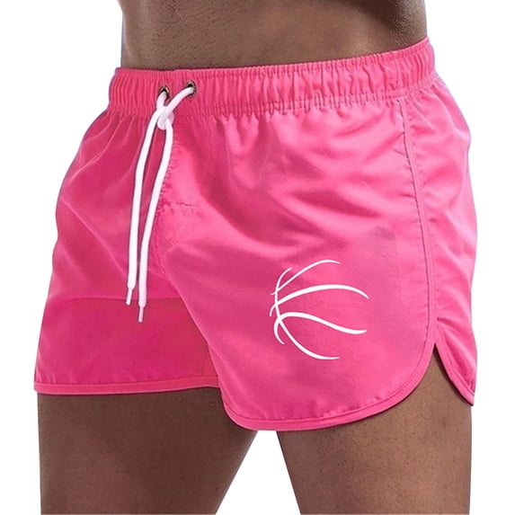XEGLSBU Mens Swim Trunks No Liner Black Men's Spring and Summer Splicing Swimming Trousers and Beach Surfing Shorts Pink Size M