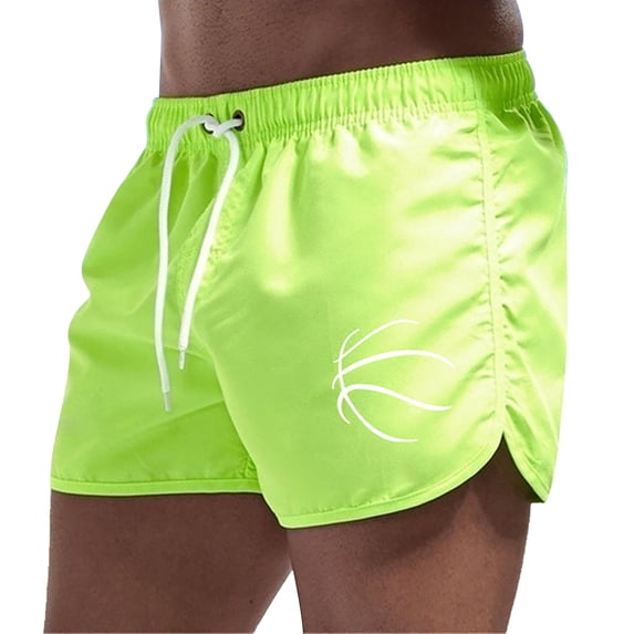 XEGLSBU Mens Swim Trunks with Compression Liner Inseam Men's Spring and Summer Splicing Swimming Trousers and Beach Surfing Shorts Yellow Size XXXL