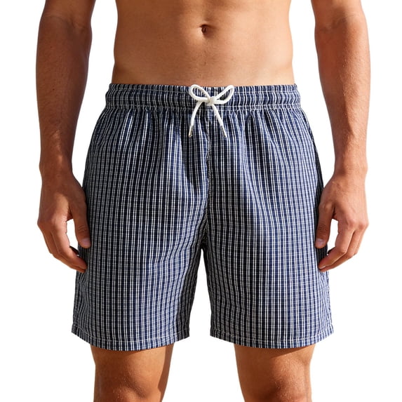 XEGLSBU Mens Swim Trunks with Liner 11 Summer Swim Trunks Lightweight Beach Shorts with Pockets for Surfing Swimming Dark Blue Size S