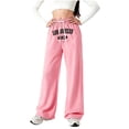 thumbnail image 1 of XEGLSBU Pants for Girls 12-14 Letter Print Girls Casual Wide Leg Pants Loose Fit Comfortable Trousers for Children Pink Size 13-14 Years, 1 of 4
