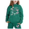 thumbnail image 1 of XEGLSBU School Outfits for Girls 10-12 Athletic Child Toddler Boys Girls Long Sleeve Solid Warm Hoodie Pullover Tops Pants Kids Outfits Sweat Suit Dark Green Size 2-3 Years, 1 of 4