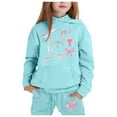 thumbnail image 1 of XEGLSBU School Outfits for Girls 10-12 Athletic Child Toddler Boys Girls Long Sleeve Solid Warm Hoodie Pullover Tops Pants Kids Outfits Sweat Suit Light Blue Size 2-3 Years, 1 of 4
