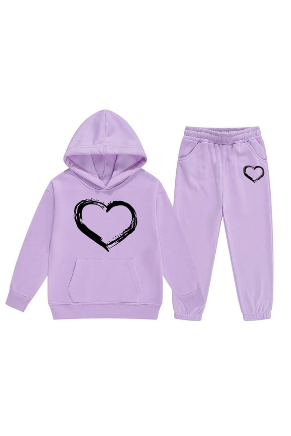 School Outfits for Girls 14-16 Child Toddler Boys Girls Long Sleeve Solid Warm Hoodie Pullover Tops Pants Kids Outfits Sweat Suit Light Purple Size 7-8 Years