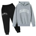 thumbnail image 1 of XEGLSBU School Outfits for Girls 14-16 Children Kids Casual Letter Printed Long Sleeve Hoodie Pullover Sweatshirt Tracksuit Jogger Sweatpants Unisex 2 PC Sweatsuit Set 1 Grey Size 11-12 Years, 1 of 3