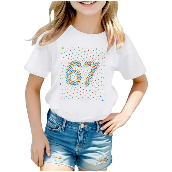 XEGLSBU Shirts for Girls 12-14 Crop Top Girls Casual Short Sleeve Crewneck T Shirt Top for Play and School Comfortable Soft Basic Tee Shirt for Toddler White Size 9-10 Years