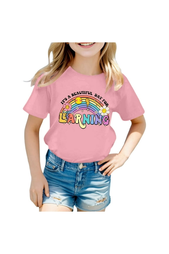 Shirts for Girls 14-16 Pack Stylish Girls Tops for Loose Fit Tees & Shirts for Ages 3 16 for Spring and Summer Easy to Clean Great For Pink Size 13-14 Years