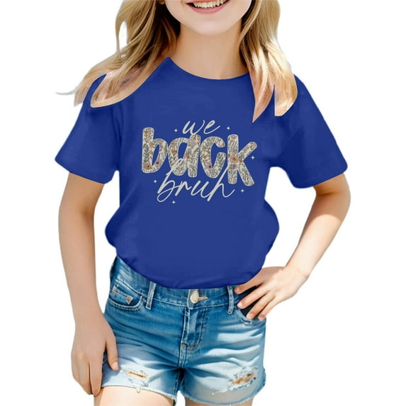 XEGLSBU Shirts for Girls Size 8-10 Stylish Girls Tops for Loose Fit Tees & Shirts for Ages 3 16 for Spring and Summer Easy to Clean Great For Blue Size 3-4 Years