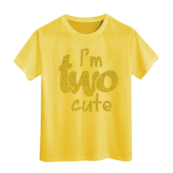 XEGLSBU Shirts for Girls 10-12 Camo 2nd Birthday Outfits for Toddler Girls Im Two Cute Shirt Girl 2 Years Old Second Birthday Yellow Size 8-9 Years