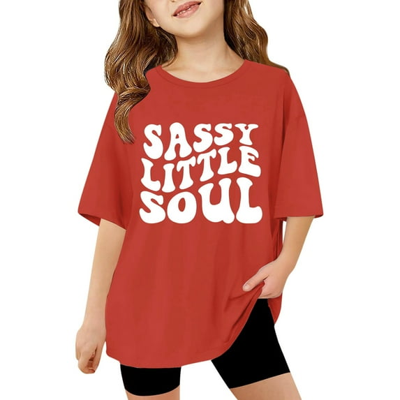 XEGLSBU Shirts for Girls 12-14 Children Kids Girls Short Sleeve T Shirts Kids Summer Oversized Tops Casual Crewneck Basic Tees Red Size 11-12 Years