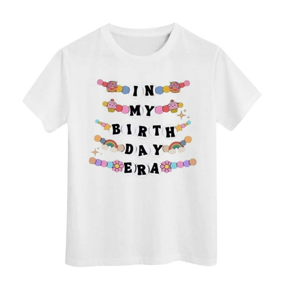 XEGLSBU Shirts for Girls 12-14 Oversized Birthday Girl Short Sleeve Tee Summer Crewneck T Shirt Casual Fit Basic Shirts White Size 10-11 Years