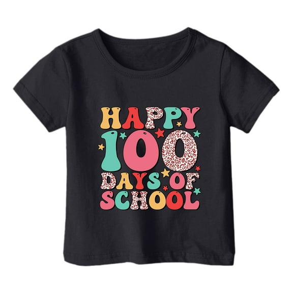 XEGLSBU Shirts for Girls 12-14 Trendy Boy and Girl Fashion Casual Print Round Neck Loose Short Sleeve T Shirt Top Black Size 12-13 Years