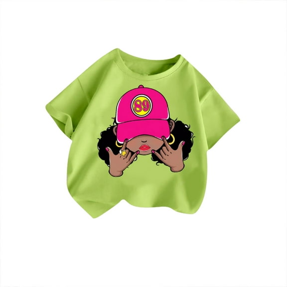 XEGLSBU Shirts for Girls 5T-6T Kid Girls Cute Graphic Round Neck Short Sleeve Tee Summer Casual T Shirt Light Green Size 7-8 Years