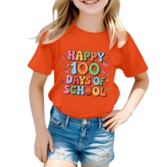XEGLSBU Shirts for Girls 7-8 Years Old Kid Girls and Boys Round Neck Short Sleeve Tee Summer Casual T Shirt Orange Size 12-13 Years
