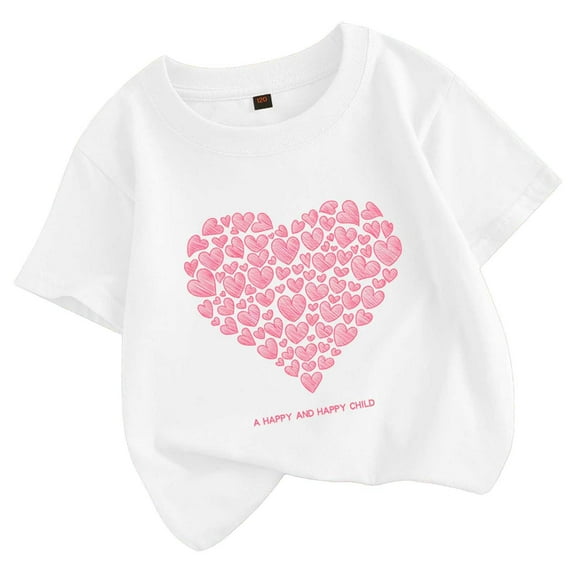 XEGLSBU Shirts for Girls 9-10 Girls' Loe Print Short Sleeve T Shirt Oversized Casual Top for Spring & Summer Kids 8 14 Years White Size 8-9 Years