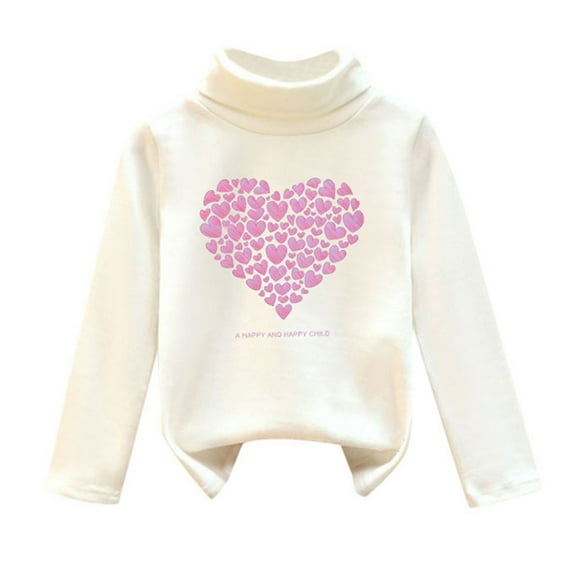 XEGLSBU Shirts for Girls Girls Long Sleeve T Shirt Children's Crew Neck Top Tunic Girls T Shirt e-White Size 6-7 Years