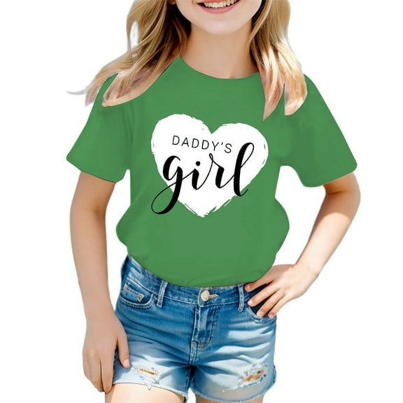 XEGLSBU Shirts for Girls Size 12 Kid Girls Cute Graphic Print Round Neck Short Sleeve Tee Summer Casual T Shirt Tops Green Size 9-10 Years