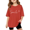 thumbnail image 1 of XEGLSBU Shirts for Girls Size 8 Children Kids Girls Short Sleeve T Shirts Kids Summer Oversized Tops Casual Crewneck Basic Tees Red Size 13-14 Years, 1 of 6