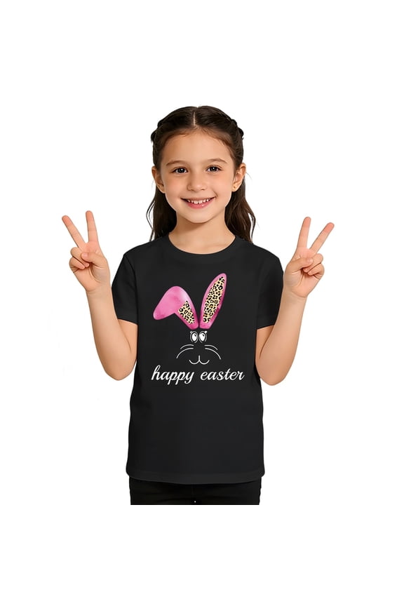 Short Sleeve Shirts for Girls 14-16 Kids Short Sleeve Graphic T Shirt for Girls Boy Casual Easter Print Tee Soft Playwear Black Size 3-4 Years