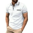 thumbnail image 1 of XEGLSBU Short Sleeve Shirts for Men Work Male Spring Business Lapel T Shirt Bottoming Shirt Short Sleeve Shirt Patchwork Top Long Sleeve Shirts for Men Workout White Size XXXL, 1 of 5