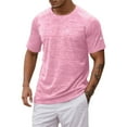 thumbnail image 1 of XEGLSBU Short Sleeve Shirts for Men Work with Pocket Men's Athletic T Shirts for Sports Fitness Loose Fit Solid Color for Spring and Summer Wicking Companion a-Pink Size XXXXXL, 1 of 5