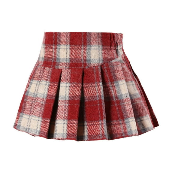 XEGLSBU Skirts for Girls Kids Girls Summer Skirt Casual Pleated Skirt for School Daily Wear Comfortable Outfits for Toddler Skirts for Girls 12-14 Red-C Size 5-6 Years