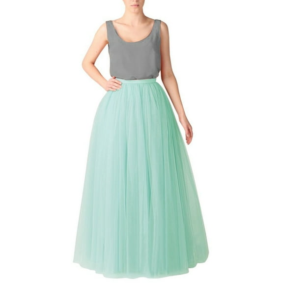 XEGLSBU Skirts for Women Midi Length Women Boneless Wedding Mesh Porcelain Color Petticoat Puffy Long Tutu Skirt Light Green One Size
