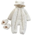 thumbnail image 1 of XEGLSBU Snowsuit Toddler Girl 4T Boys Snowsuit Winter Warm Outfit with Double Zipper Hooded Romper for 0 24 Months Outdoor Play and Daily Wear Snowsuit Toddler Boy Dinosaur White Size 12-24 Months, 1 of 8