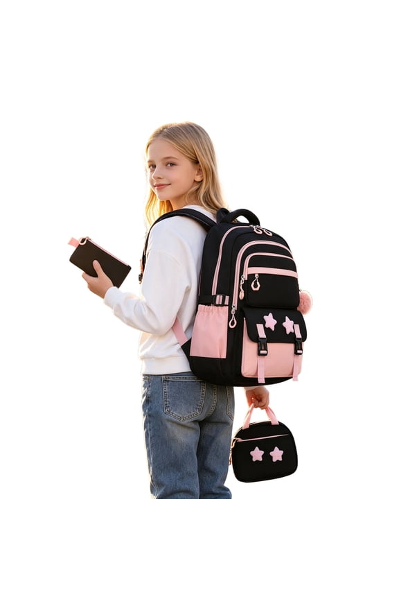 Students Backpack Compartment School Backpack Lightweight Large Capacity Daypack for Student Elementary Middle School & Short Trips Pink