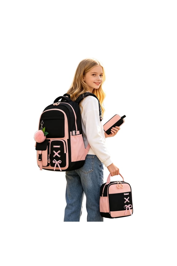 Students Backpack Compartment School Backpack Lightweight Large Capacity Daypack for Student Elementary Middle School & Short Trips Pink