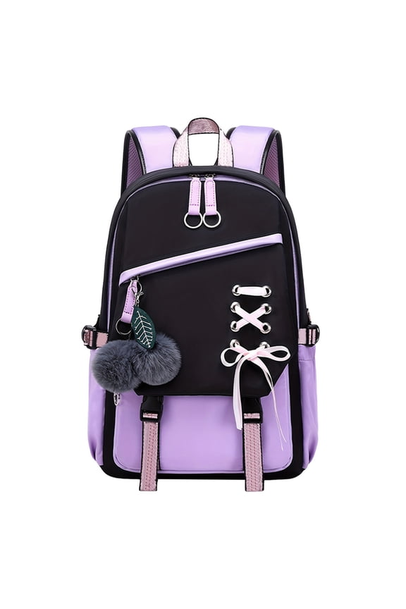 Students Backpack for School Cute and Shoulder Bag for Student for Daily Use Versatile Casual Backpack for Middle and Elementary Students Purple