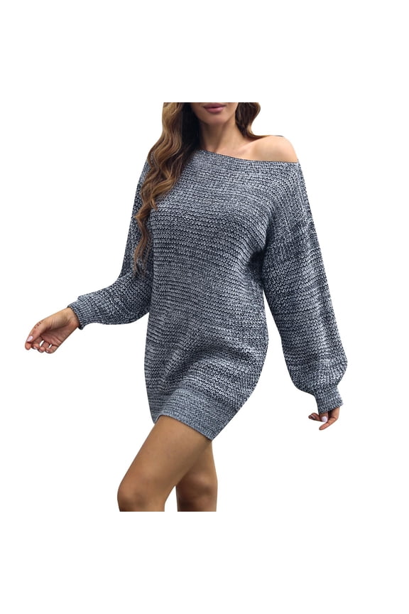 Sweater Dress for Women Women's Long Sleeve Fashionable Solid Button Dress Medium Length Wool Dress Sweater Dress for Women Maternity Black Size L