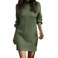 thumbnail image 1 of XEGLSBU Sweater Dress for Women Workday Warmth Autumn Winter Long Sleeve Turtleneck Solid Color Casual Sweater Dress Ladies Sweater Dress Sweater Dresses for Women Fall 2025 Green Size L, 1 of 4