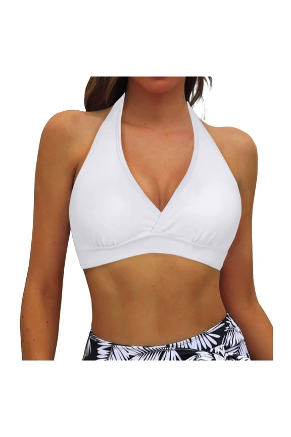Swimsuits for Women 2026 Two Piece Women Bikini Top Push up Swimsuit Top White Size S
