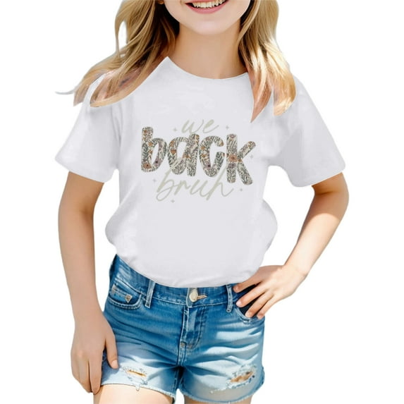 XEGLSBU T-Shirts for Girls 10-12 Baggy Stylish Girls Tops for Loose Fit Tees & Shirts for Ages 3 16 for Spring and Summer Easy to Clean Great For White Size 1-2 Years