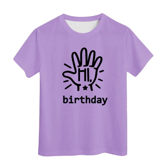 XEGLSBU T-Shirts for Girls 10-12 for School Birthday Girl Short Sleeve Tee Summer Crewneck T Shirt Casual Fit Basic Shirts Light Purple Size 8-9 Years