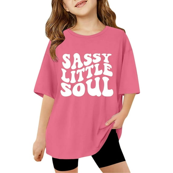 XEGLSBU T Shirts for Girls 10-12 Trendy Children Kids Girls Short Sleeve T Shirts Kids Summer Oversized Tops Casual Crewneck Basic Tees Hot Pink Size 9-10 Years