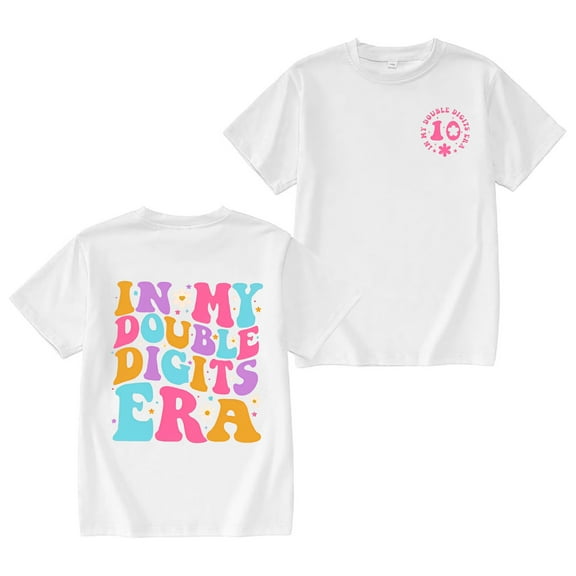 XEGLSBU T Shirts for Girls 14-16 in My Double Digits Birthday Girl Shirt 10 Year Old 10th Birthday Girls T Shirt Girls Ten Birthday Party Tee Tops White Size 9-10 Years