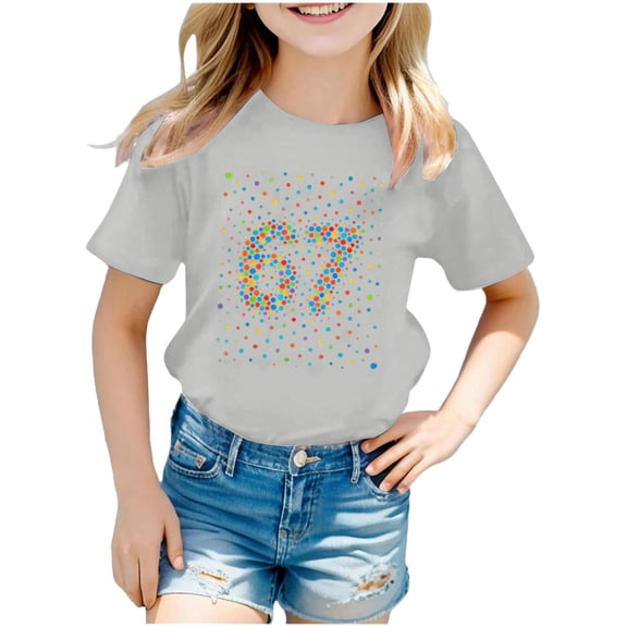 XEGLSBU T Shirts for Girls 4T Girls Casual Short Sleeve Crewneck T Shirt Top for Play and School Comfortable Soft Basic Tee Shirt for Toddler Light Gray Size 11-12 Years