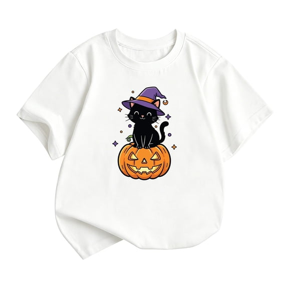 XEGLSBU T Shirts for Boys and Girls Festival Halloween Printed Tops for Kids Short Sleeve Casual Comfortable Shirt White Size 10-11 Years