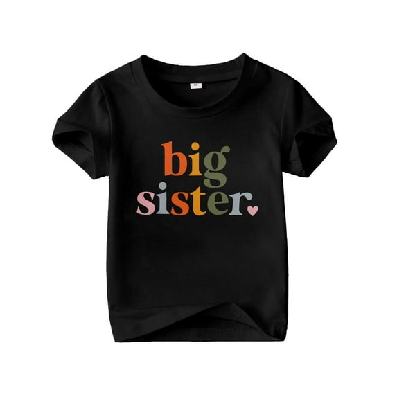 XEGLSBU T Shirts for Girl Summer Short Sleeve Top for Big SisterCute Sailor Collar Shirt Shirt 1 13 Years Old Black Size 6-7 Years