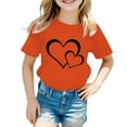 thumbnail image 1 of XEGLSBU T Shirts for Girls 10-12 Kid Girls Cute Graphic Round Neck Short Sleeve Tee Summer Casual T Shirt Orange Size 1-2 Years, 1 of 5