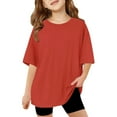 thumbnail image 1 of XEGLSBU T-Shirts for Girls 12-14 Children Kids Girls Short Sleeve T Shirts Kids Summer Oversized Tops Casual Crewneck Basic Tees Red Size 13-14 Years, 1 of 6