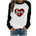 thumbnail image 1 of XEGLSBU T Shirts for Women Cotton Soft Womens Valentine's Day Heart Printed Long Sleeve Tops Blouse T-Shirt Black Size L, 1 of 5