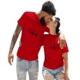 thumbnail image 1 of XEGLSBU T Shirts for Women Long Sleeve Casual Solid Color With Electrocardiogram Print Round Neck Short Sleeve Lover's Clothes Girl Red Size XXL, 1 of 9