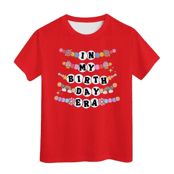 XEGLSBU Teen Shirts for Girls Trendy Birthday Girl Short Sleeve Tee Summer Crewneck T Shirt Casual Fit Basic Shirts Red Size 12-13 Years