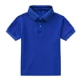 thumbnail image 1 of XEGLSBU Toddler Boys Short Sleeve Shirts 5T Toddler Boys Girls Short Sleeve Summer Casual Solid Gentleman Tops Holiday Shirts T Shirt Dark Blue Size 3-4 Years, 1 of 4