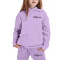 thumbnail image 1 of XEGLSBU Toddler Fall Outfits for Girls 4T-5T City Graphic Hoodie and Jogger for Girls Cute Casual Two Piece Outfit with Letter Print Top and Pants Girls Fall Outfits Size 6-8 a-Purple Size 7-8 Years, 1 of 6
